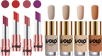 

Volo Ultra HD Shine Nail Polish and Creamy With Matte Lipsticks Combo(Set of 8)