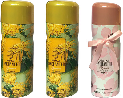 

Armaf 2 ENCHANTED SUMMER AND 1 ENCHANTED BLOOM (PACK OF 3) Body Spray - For Women(200 ml, Pack of 3)