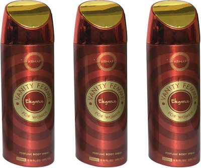 

Armaf VANITY FEMME ELEGANCE (PACK OF 3) Body Spray - For Women(200 ml, Pack of 3)