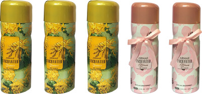 

Armaf 3 ENCHANTED SUMMER AND 2 ENCHANTED BLOOM (PACK OF 5) Body Spray - For Women(200 ml, Pack of 5)