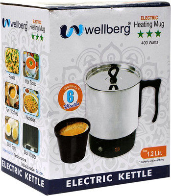 

Wellberg new-kettle-9876567 Electric Kettle(1.2 L, Silver)