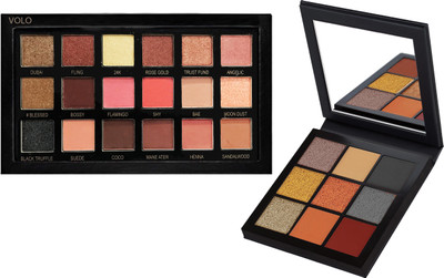 

volo H Beauty 18 Pigmented Eye Shadow, (10 Matte, 8 Shimmer) Velvet Texture Long Stay Eye Shadow 30 g(Black, Grey, Yellow, Brown, Skin Color, Coffee, Baby Pink, Blue, Coco, Shy, Bossy)
