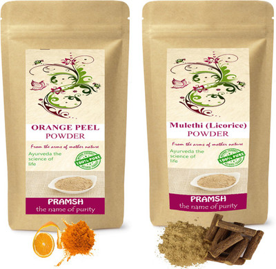 

PRAMSH Premium Quality Orange Peel 400gm & Mulethi (Licorice) 200gm Powder Combo(600 g)