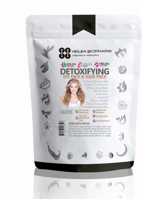 

Heilen Biopharm Detoxifying Face Pack (Activated Charcoal & Green Tea Powder with Kaolin Clay, Multani Mitti Clay & Bentonite Clay) 100% Natural, Reduces Blackhead, Deep Cleanses Face (200 gm / 7 oz / 0.44 lb)(200 g)