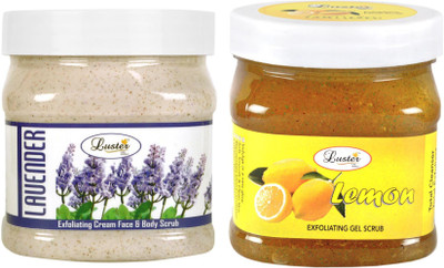 Luster Lavender Cream Scrub + Lemon Face & Body Gel Scrub(500 ml)