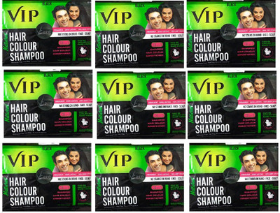 

vip Hair Colour Shampoo Single use , 40ML (Black) Pack of 9 Hair Color(Black)
