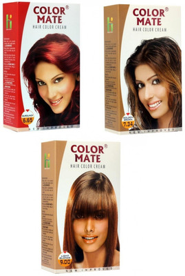

Color Mate Hair Cream Hair Color(Burgundy + Golden brown + Light blonde)