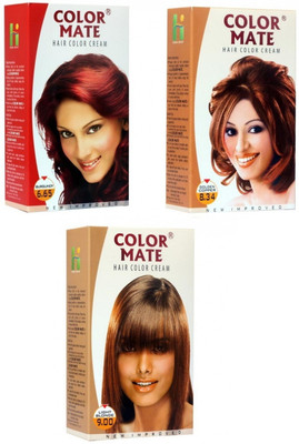 

Color Mate Hair Cream Hair Color(Burgundy + Golden copper+ Light blonde)