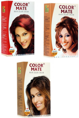 

Color Mate Hair Cream Hair Color(Burgundy + Golden copper+ Golden brown)
