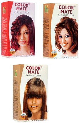 

Color Mate Hair Cream Hair Color(Copper Red+ Golden copper+ Light blonde)