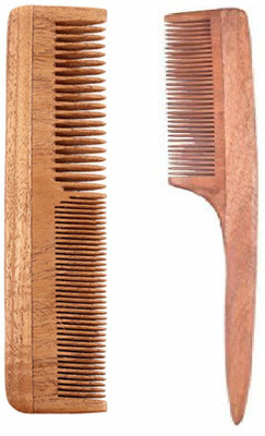 

Stylazo Combo Of 2 Neem Wood Combs Anti Hairfall & Anti Dandruff Comb For Men & Women Model No. 2 & Tail Comb