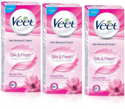 

Veet .Veet Silk and Fresh Hair Removal Cream, Sensitive Skin - 3 × 50 g Cream(150 g, Set of 3)