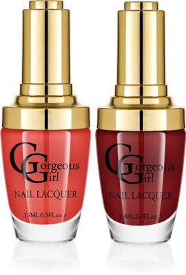 

Gorgeous Girl Glossy Nail Lacquer Bulganian Rose-04 & Candy Apple Red-12(Pack of 2)