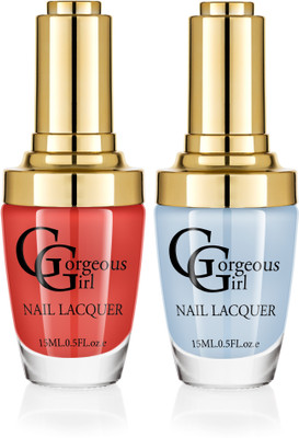 

Gorgeous Girl Glossy Nail Lacquer Non Photo Blue-05 & Candy Apple Red-12(Pack of 2)