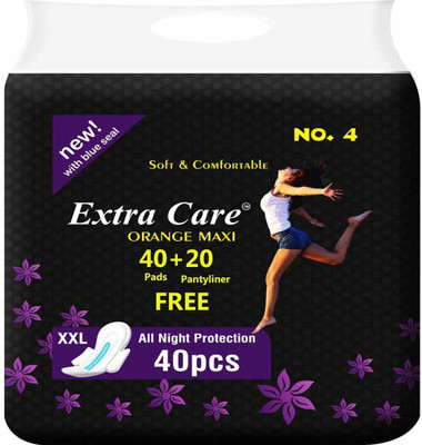 

Radhika Fashion Extra Care Orange Maxi XXL Pack of 40 Sanitery Pads + 20 PantyLiner ( Best Offer) Sanitary Pad(Pack of 40)