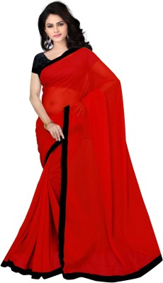 PR CREATION Self Design Bollywood Georgette Saree(Maroon, Black)