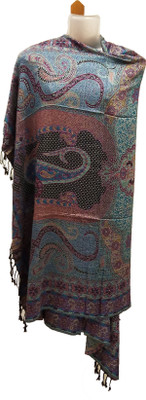 Kashmiri Shawl Pure Wool Embroidered Women Shawl(Multicolor)