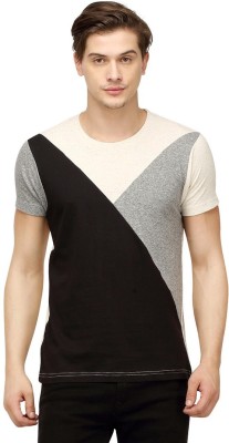 CAMPUS SUTRA Colorblock Men Round Neck White, Black, Grey T-Shirt