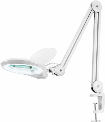 ECSTATIC LED Magnifying Glass Desk Lamp With Clamp Table Lamp(25 cm, White)