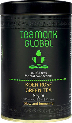 

Teamonk Global Nilgiri Organic Rose Green Tea for Weight Loss, 100gm (50 Cups) | 100% Natural Whole Leaf Pyramid Teabags with Natural Rose Petals Rose Green Tea(100 g, Tin)