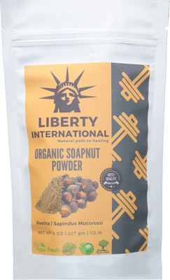 

LIBERTY INTERNATIONAL 100% Organic Soapnut Reetha Aritha Powder Natural Health and Herbal Products for Silky Hairs and strengthen from Roots NT12 Face Wash(227 g)