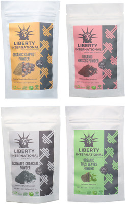 

LIBERTY INTERNATIONAL Soapnut & Hibiscus & Charcoal & Tulsi Powder ( 227 Gm Each ) For Face , Hair & Skin Care Certified C1(912 g)