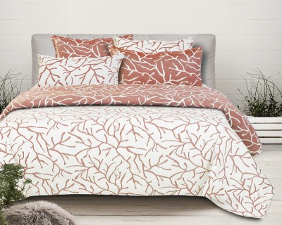 Nine Living 180 TC Cotton Double Abstract Flat Bedsheet(Pack of 1, Rust)