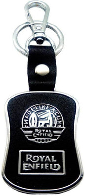 ROYAL ENFIELD  Black Leather Spiring Hook Combo Locking Key Chain  (Multicolor) Carabiner(Black)