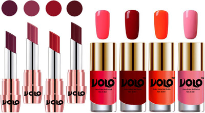 

Volo Ultra HD Shine Nail Polish and Creamy With Matte Lipsticks Combo(Set of 8)