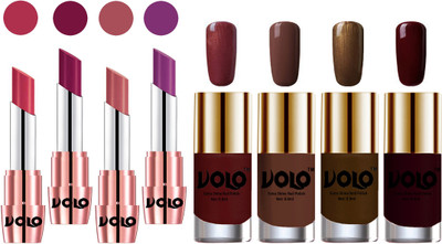 

Volo Ultra HD Shine Nail Polish and Creamy With Matte Lipsticks Combo(Set of 8)
