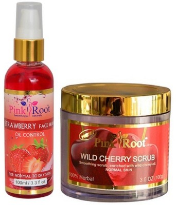 

Pink Root Strawberry Face Wash 100ml WITH Wild Cherry Scrub 100gm(Set of 2)