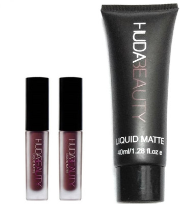 Huda Beauty Liquid Mattee GIRLS PACK WITH LIQUID MATTE LIPSTICK WITH THE MATTE FOUNDATION(Set of 3)