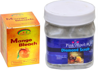 Pink Root DIAMOND SCRUB 500GM WITH MANGO BLEACH 50GM(Set of 2)