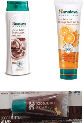 Himalaya coca butter body lotion, orange face wash, coca butter lip balm(Set of 3)