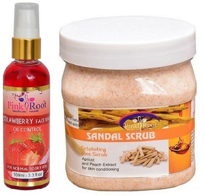 

Pink Root Strawberry Face Wash 100ml WITH Sandal Scrub 500ml(Set of 2)