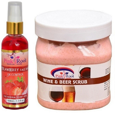

Pink Root Strawberry Face Wash 100ml WITH Wine & Beer Scrub 500ml(Set of 2)