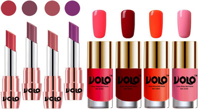 

Volo Ultra HD Shine Nail Polish and Creamy With Matte Lipsticks Combo(Set of 8)