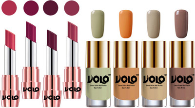 

Volo Ultra HD Shine Nail Polish and Creamy With Matte Lipsticks Combo(Set of 8)