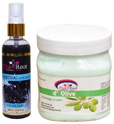

Pink Root Charcoal Face Wash 100ml WITH D Olive Cream 500ml(Set of 2)