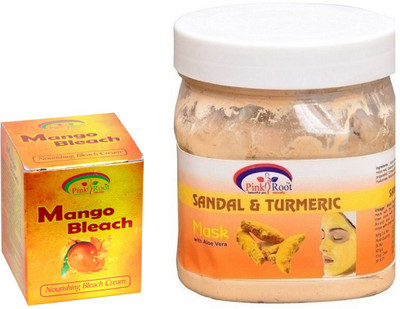 

Pink Root SANDAL TURMERIC MASK 500GM WITH MANGO BLEACH 50GM(Set of 2)