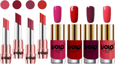 

Volo Ultra HD Shine Nail Polish and Creamy With Matte Lipsticks Combo(Set of 8)
