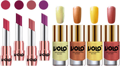 

Volo Ultra HD Shine Nail Polish and Creamy With Matte Lipsticks Combo(Set of 8)