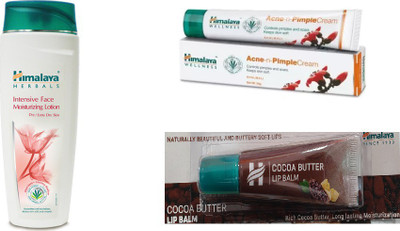 

Himalaya Intensive Face Moisturizing Lotion, Pimple Cream, Cocoa Butter Lip Balm(Set of 3)