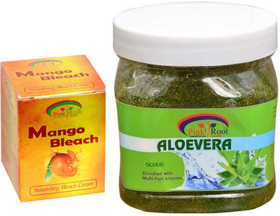 

Pink Root ALOEVERA GEL SCRUB 500GM WITH MANGO BLEACH 50GM(Set of 2)