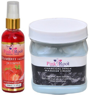 

Pink Root Strawberry Face Wash 100ml WITH Charcoal Cream 500ml(Set of 2)