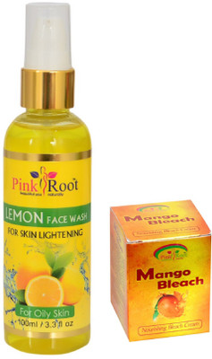

Pink Root LEMON FACE WASH 100ML WITH MANGO BLEACH 50GM(Set of 2)