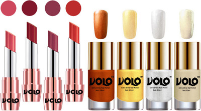 Volo Ultra HD Shine Nail Polish and Creamy With Matte Lipsticks Combo(Set of 8)
