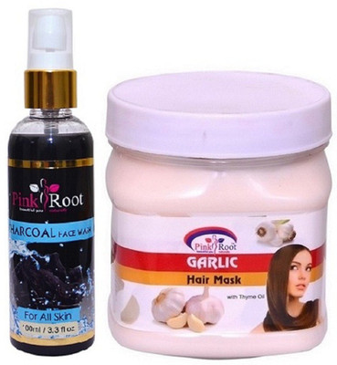 

Pink Root Charcoal Face Wash 100ml WITH Garlic Hair Mask 500ml(Set of 2)