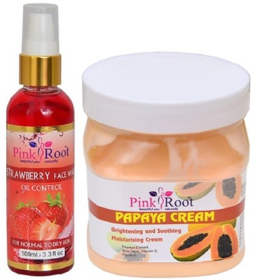 

Pink Root Strawberry Face Wash 100ml WITH Papaya Cream 500ml(Set of 2)