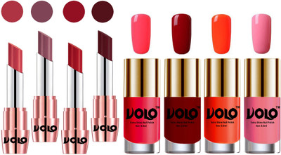

Volo Ultra HD Shine Nail Polish and Creamy With Matte Lipsticks Combo(Set of 8)